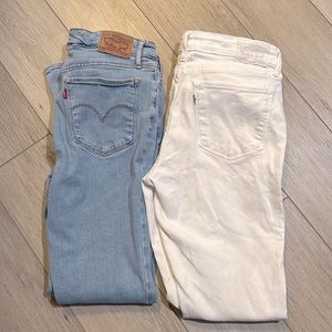 2 pairs of women’s  Levi’s skinny size 29 -inseam 30. Both Mint condition